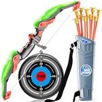 Bow and Arrow Set for Kids - LED Light Up Archery Toy Set - Includes 10 Suction Cup Arrows, Target & Quiver, Indoor & Outdoor Kids Archery Boys Toys