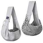 CUBY Puppy Dog Carrier, Pet Dog Sling Carrier for Small Medium Dogs Hands-free Sling Cat Carrier Bag Comfortable Widen Shoulder Strap Double-sided Pouch Shoulder (Classic Grey, Non-Adjustable)