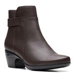 Clarks Women's Emily Holly Ankle Boot, Dark Brown Leather, 7