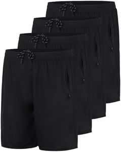 4 Pack: Men's Big & Tall King Size Heavyweight 7 Inch Inseam Active Athletic Running Quick Dry Mesh Shorts Zipper Pockets Drawstring Basketball Bottoms Soccer Workout Gym Tennis Workout - Set 1, 5X