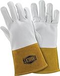 IRONCAT 6141 Kidskin TIG Welding Gloves – Large, Kevlar Thread Welding Gloves with 4 in. Gold Cuff, Straight Thumb, Pearl, Natural