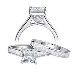 SHELOVES Bridal Wedding Rings Set for Women 925 Sterling Silver Engagement Ring Sets Princess Cz Sz J 1/2