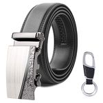 flintronic Men’s Leather Belt, Automatic Buckle Leather Ratchet Belt 3.5cm * 125cm (Keychain & Gift Box Include)