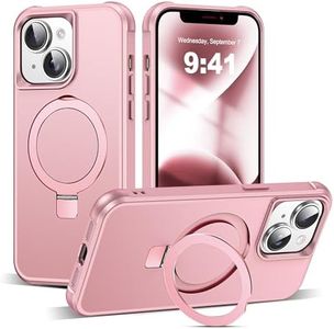 SKYLMW Compatible with iPhone 14 Plus Case with Invisible Magnetic O-Ring Stand Military-Grade Case for iPhone 14 Plus 6.7" [Compatible with Mag-Safe][Great Grip Feeling], Rose Gold