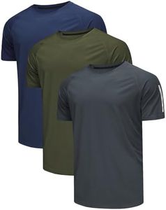 Djtnzdm Camiseta Hombre Camiseta de Manga Corta Cuello Redondo Deportes de Secado Rápido Golf Tennis Gym Runnig Camiseta de Fitness Hombre Transpirable para Trotar Ropa Deportiva (Pack de 3) L