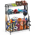 Uboway Garage Sports Equipment Storage Organizer Garage Organization with Baskets and Wheels, Toy Storage Organizer, Ball Storage Rack for Basketball, Tennis Ball, Volleyball, Football and More