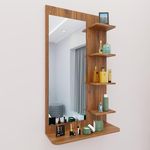 VIKI | Dressing Table with Mirror and Open Shelf, Dressing Table Organizer and Storage, Vanity Shelf, Bedroom, Makeup Furniture, Hallway 120cms(H)*70cms(W) | 1 Year Warranty, DIY | Brussel Walnut