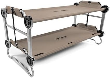 Disc-O-Bed Youth Double Cot Kid-O-Bunk, Modular for Bunk Beds, Dual Cots, or Bench with 2 Carry Bags for Portable Transport, Tan