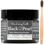 Black Pearl Activated Charcoal Teeth Whitening Toothpaste - Organic Coconut Charcoal - Freshens Breath - Remineralizing Tooth Powder - Anti-Bacterial - Made in USA - Glass Jar