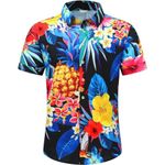 Hawaiian Shirt for Men,Unisex Summer Beach Holiday Casual Short Sleeve Button Down Shirts(XL)