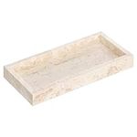 Navaris Travertine Decorative Tray - Durable Bathroom Organiser - Trays for Perfume, Jewellery, Vanity & Coffee Table Decor - 25 x 12cm Rectangle Tray, Beige