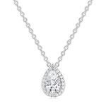 EAMTI 925 Sterling Silver Necklace for Women Cubic Zirconia Teardrop Cut Pendant Necklace Dainty Jewelry Gifts for Women Birthday/Anniversary Day/Valentine’s Day