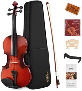 Eastar 1/4 Violin Set for Beginners, Fiddle Quarter Size with Hard Case, Rosin, Shoulder Rest, Bow, and Extra Strings (Imprinted Finger Guide on Fingerboard)， EVA-2