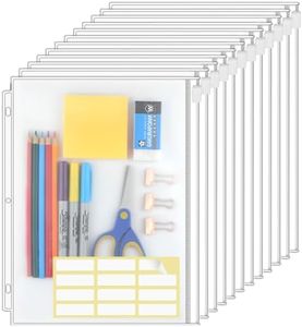 KTRIO Zipper Binder Pocket Letter Size 12 Pack, 3 Holes Zipper Binder Folder for 3 Ring Binder Insert, Clear PVC Loose Leaf Pouch 8-1/2"x 11 Document Filing Storage Bags for Office, School