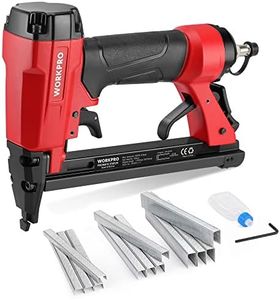 WORKPRO Agrafeuse Pneumatique avec 1884 Agrafes, Cloueuse Pneumatique Utilisée les Agrafes de Type 71/6-16 mm, Idéal pour Bricolage, Décoration, Murale, Tapisserie, Bois