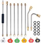 Pressure Washer Extension Wand,10 ft Replacement Lance,Power Washer Lance with Spray Nozzle Tips,2Pcs 30°,120° Curved Rod,1/4''Quick Connect,6Pcs Spray Nozzle Tips and 10Pcs O-Ring,4000 PSI