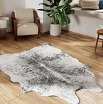 NativeSkins Faux Cowhide Rug (140cm x 200cm) – Chalk & Board Gray (Large) - Cow Print Area Rug with Faux Suede No-Slip Backing, Cow Print Rug, Animal Hide Rugs, Cowhide Rugs for Living Room