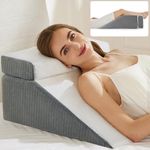 NOFFA Bed Wedge Pillow & Leg Elevation Pillow, Memory Foam Reading Pillow Support for Neck, Back, Leg, Detachable Incline Cushion for Bed, Sofa, Sitting, Sleeping, Rest, Elevating, Grey 58 x 55 x 28cm