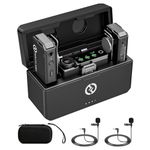 Hollyland Lark Max Wireless Microphone System with 2 Lavalier Mics and Charge Case, Professional ENC, Studio Quality Audio, Internal Recording, Compatible with DSLR Camera, iPhone, Android, PC, Black