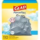 Glad Tall Kitchen Drawstring Trash Bags - Odorshield 13 Gallon White Trash Bag, Febreze Fresh Clean, 110 Count