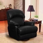 VAIDH LUXURY FURNITURE VLF RC- 013 Rocking Revolving Recliner, Fully Comfortable & Durable, Single Seater Sofa, Living Room Recliner Chair, Thickened Padded Arm/Back(Black, Faux Leather)