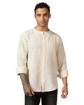 Leriya Fashion Crochet Shirt for Men| Shirt for Men| Men Stylish Shirt | Men Printed Shirt (Medium, Off White)