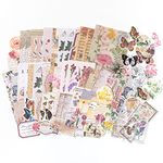 Aldieco 260pcs Vintage Scrapbooking Stickers Paper Pack, DIY Retro Journaling Supplies Stickers kit,Flowers Scrapbook Paper Accessories, Flowers Washi Paper Sticker (hualuokongshan)