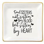 Birthday Gifts for Best Friends Ceramic Jewelry Ring Dish Unique Thanksgiving Day Mother's Day Christmas Gifts for Best Fiends BFF Soul Sister Trinket Tray for Women Girls