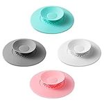 Shower Drain Stopper Hair Trap Hair Catcher Bathtub Drain,2-in-1 Strainers Protectors Cover for Floor,Laundry,Kitchen and Bathroom,Silicone,4-pcs (Mix)