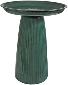 Sunnydaze Gleeful Garden Metal Outdoor Bird Bath with UV-Resistant Finish - 19-Inch - Green Glaze