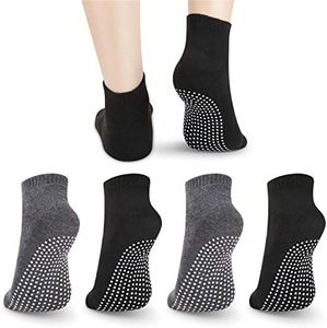 NEWCHAO Calzini in Cotone Antiscivolo Antiscivolo, 4 Paia di Calzini Unisex per Yoga Allenamento a Casa Barre Pilates Gravidanza Ospedale Uomo Donna