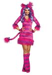 Dreamgirl Adult Wonderland Magic Cat Storybook Costume, Womens Halloween Costume, Pink/Purple, X-Large