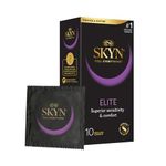 SKYN Elite Condoms Pack of 10 SKYNFEEL Latex Free Condoms for Men, Regular Size Condoms, Ultra-Thin & Soft Condoms, Smooth Straight Shape, Lubricated, 53mm Wide