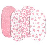 Gllquen Baby Bassinet Sheets 4 Pack, Breathable Cozy Fitted Mattress Sheet, Elastic Travel Crib Fashionable Floral Pattern, Standard Cradle Safe Sheets for Baby Boy Girls 32"X16"(Love)