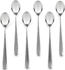 Hudson Essentials Hammered Iced Tea Spoons, 18/10 Stainless Steel Long Handle Spoons for Stirring Cocktails, Tea, Coffee, Set of 6 - Bergamo