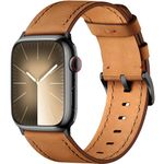 Bandsie Leather Band Compatible with Apple Watch Band 44mm 45mm 49mm 42mm Men Women, Vintage Genuine Leather Apple Watch Strap for Apple Watch Ultra/Ultra 2 iWatch Series 9 8 7 6 5 4 3 2 1 SE, Brown