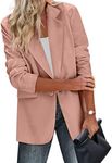 Zeagoo Long Sleeve Blazer Jackets for Women Casual Pink Blazer Suit for Bussiness Open Front Long Boyfriend Blazer