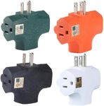 GFQHF 3 Way Plug Adapter - UL Listed - Outdoor Outlet Splitter 3 Prong - Electrical Outlet Extender, Wall Outlet Expander, Outdoor Heavy Duty Triple Plug Outlet Adapter 4PCS (G+O+W+B)