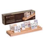 Yellow Mountain Imports Premium Beechwood Domino Racks/Trays (25 Centimeters) - Set of 4 - Domino Holders for Mexican Train, Chickenfoot and Other Domino Games