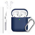 Lerobo AirPods Case 1st/2nd Generation Case Cover with Cleaner Kit/Magnetic Airpod Strap Anti-Lost Cord Sports Lanyard,Slicone Cover Compatible with Apple AirPod 2 &1 Generation Case,Blue