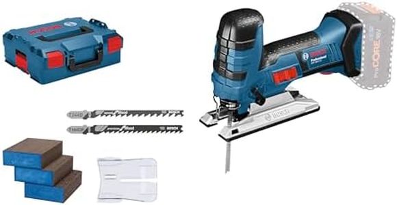 Bosch Professional 18V System Akku Stichsäge GST 18V-LI S (Schnitttiefe in Holz/Alu/Metall: 120/20/8 mm, inkl. 3x Stichsägeblätter, Spanreißschutz, L-BOXX, ohne Akku/ Ladegerät)