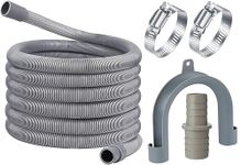 Waste Water Drain Outlet Hose Pipe kit for Washing Machine, Washer Dryer, Dishwasher (Includes 2.5m / 8 Ft Long Hose, 2 X Jubilee Clips, Hose Hook & Connector)