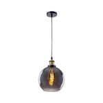 MOSSODOR Luna Globe Pendant Ceiling Light Modern Glass Shade Hanging Lamp Fixture Brass Indoor Decorative Lighting (Smokey Grey, 20cm)