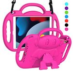 SUPLIK iPad 10.2 Case for Kids, iPad 9th/8th/7th Generation Case, iPad 10.2 2021/2020/2019 Protective Case with Shoulder Strap Handle Stand for Apple iPad 10.2 inch Model, Pink