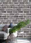 Wallpaper Peel and Stick, Thicken Matte Textured Self Adhesive Removable Vinyl Film Roll for Wall Decoration Cover Countertops Furniture (Grey Brick, 17.7''x393'')