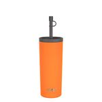 asobu Sippy Double Wall Stainless Steel Tumbler with Silicone Flexible Straw 20 Ounce(Orange)