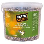 Extra Select No Wheat Wild Bird Food: Wheat Free Bird Seed for All Seasons, mixed Bird Feed - 5L Tub