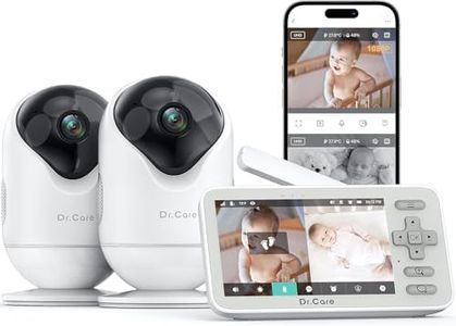 Dr.Care VistaView Lite Smart WiFi Baby Monitor with 2 Cameras- 4” 720P Split Screen & 1080P Camera App Control, Motion Alerts, Night Vision, 3000mAh Battery, 2-Way Talk, Triple Security, 1000ft Range