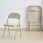 KAIHAOWIN Metal Folding Chair- Set of 4 All Steel Foldable Chairs for Meeting Office Wedding Party Events