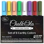 Chalkboard Chalk Markers - Pack of 8 Classic Earth color pens - For Blackboards, Chalkboard, Bistro, Window - Erasable Dry Erase Chalk Ink Pen - 6mm Reversible Bullet & Chisel Tip